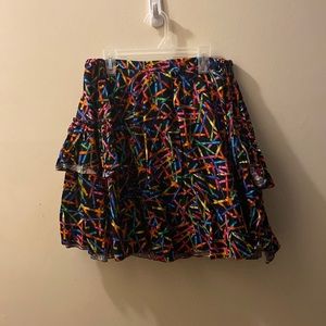 Crayon Print Rainbow Ruffle Skirt size M